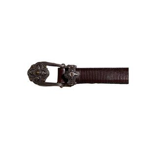 Brighton‎ Belt Brown Leather Silver Tones Buckle Medium 30 Textured 40358